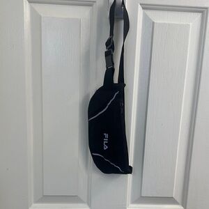 FILA Black Belt Bag with White Accents